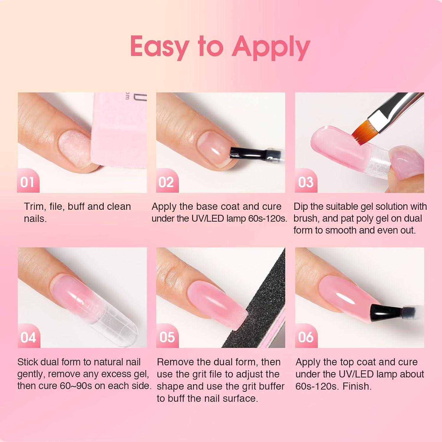Poly Extension D'Ongles En Gel Complet Kit 8*10Ml Avec Lampe UV | Mini 8 Couleurs Kit Ongle Construction Gel UV Complet Avec Mini UV Lampe,Base & Top Coat Gel Et Outils De Manucure Kit