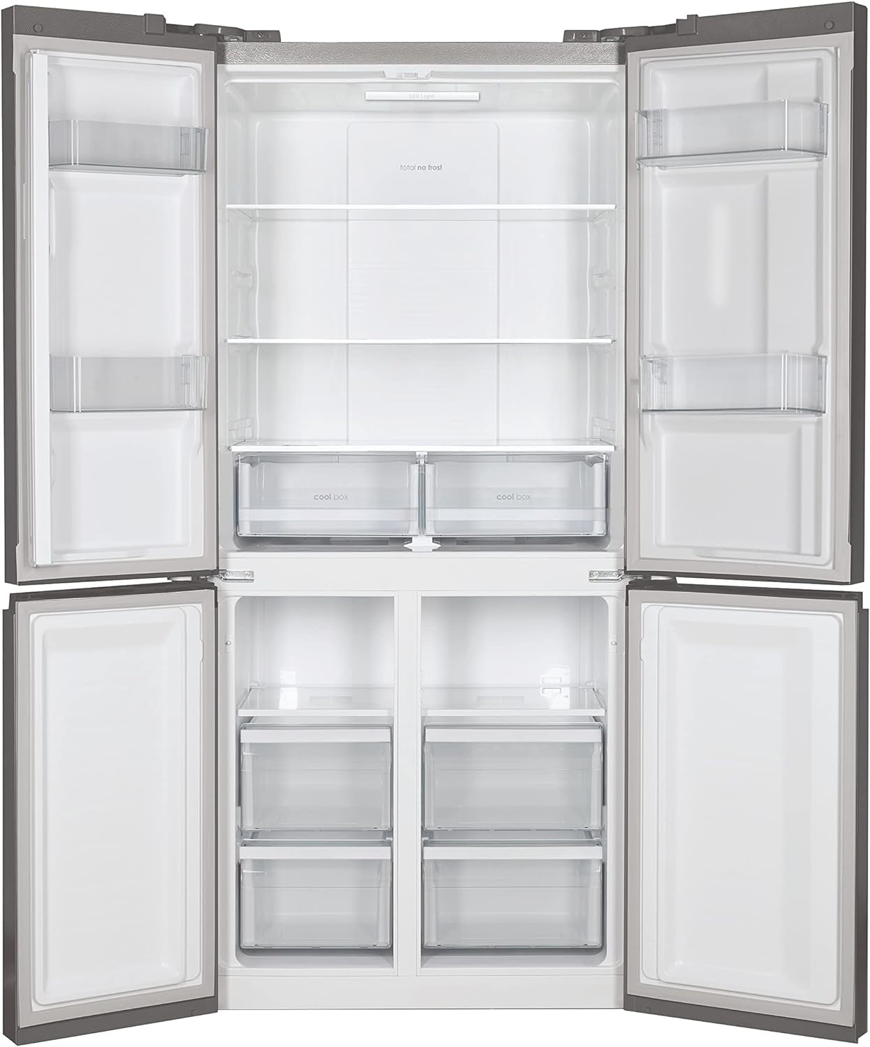 CSC818FX Réfrigérateur Combiné - Pose Libre, 436L (Réfrigérateur 288L + Congélateur 148L), 4 Portes, No Frost, Gris, Classe F