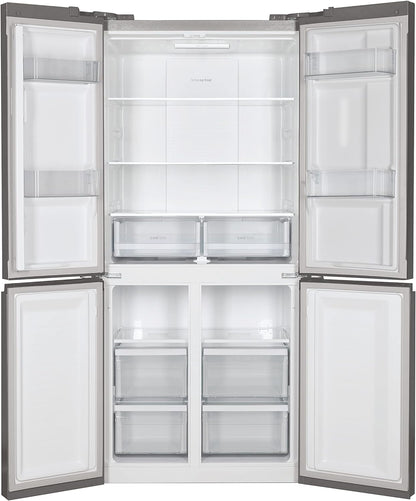 CSC818FX Réfrigérateur Combiné - Pose Libre, 436L (Réfrigérateur 288L + Congélateur 148L), 4 Portes, No Frost, Gris, Classe F