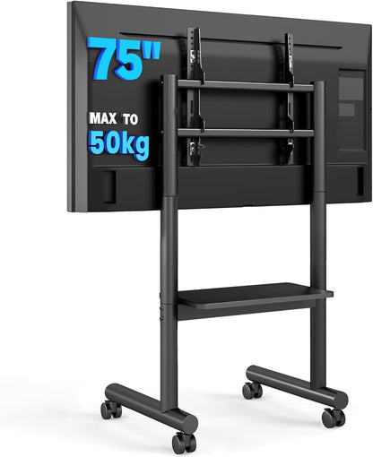Support TV Roulettes Support TV Sur Pied Avec Roulettes Pour Téléviseurs 32 À 70 Pouces LCD/LED/OLED, Support Tele Mobile Universel Réglable En Hauteur Jusqu'À 50 Kg, Max. VESA 400X400 Mm