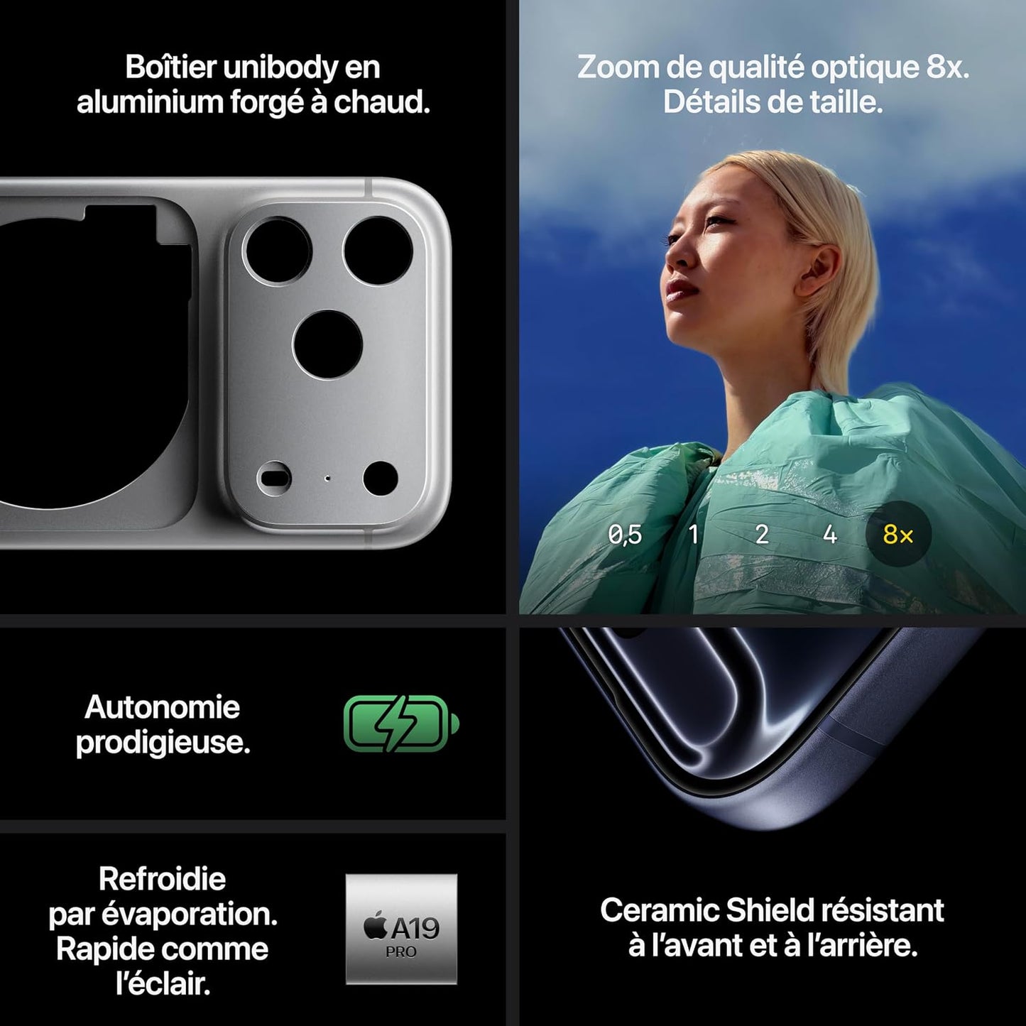 Iphone 17 Pro 256 Go : Écran 6,3 Pouces Avec Promotion Jusqu’À 120 Hz, Puce A19 Pro, Autonomie Prodigieuse, Système Caméra Pro Fusion Avec Caméra Avant Center Stage ; Bleu Intense