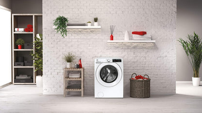HW 49AMC/1-S H-WASH 500 Machine À Laver Intelligente 9 Kg, 1400 Tours, Wi-Fi + Bluetooth, Charge Avant, Fonction Vapeur, Moteur Onduleur, 60 X 54 X 85 Cm, Blanc, Classe A