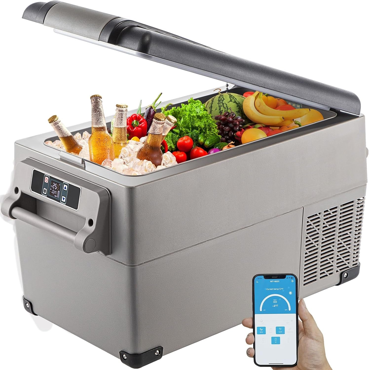 Glacière Électrique Voiture, 35 L, Réfrigérateur Portable À Compression, Mini Frigo, 69,3X34,5X38,1 Cm, Mini Congélateur Avec Écran LCD Numérique -20 À 20 ℃ Pour Maison/Voiture/Camping