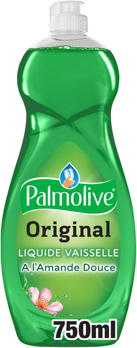 PALMOLIVE - Liquide Vaisselle Palmolive Original À L'Amande Douce - Respectueux De La Peau - Produit Dégraissant Pour Une Vaisselle Étincelante - Flacon 750 Ml