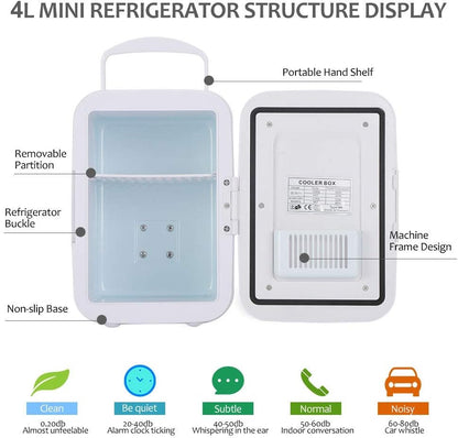 Mini Réfrigérateur De Voiture De Réfrigérateur 4 Litres/6 Bidons Refroidisseur Électrique Et Système Thermoélectrique Portatif plus Chaud Pour La Voiture(Blanc)