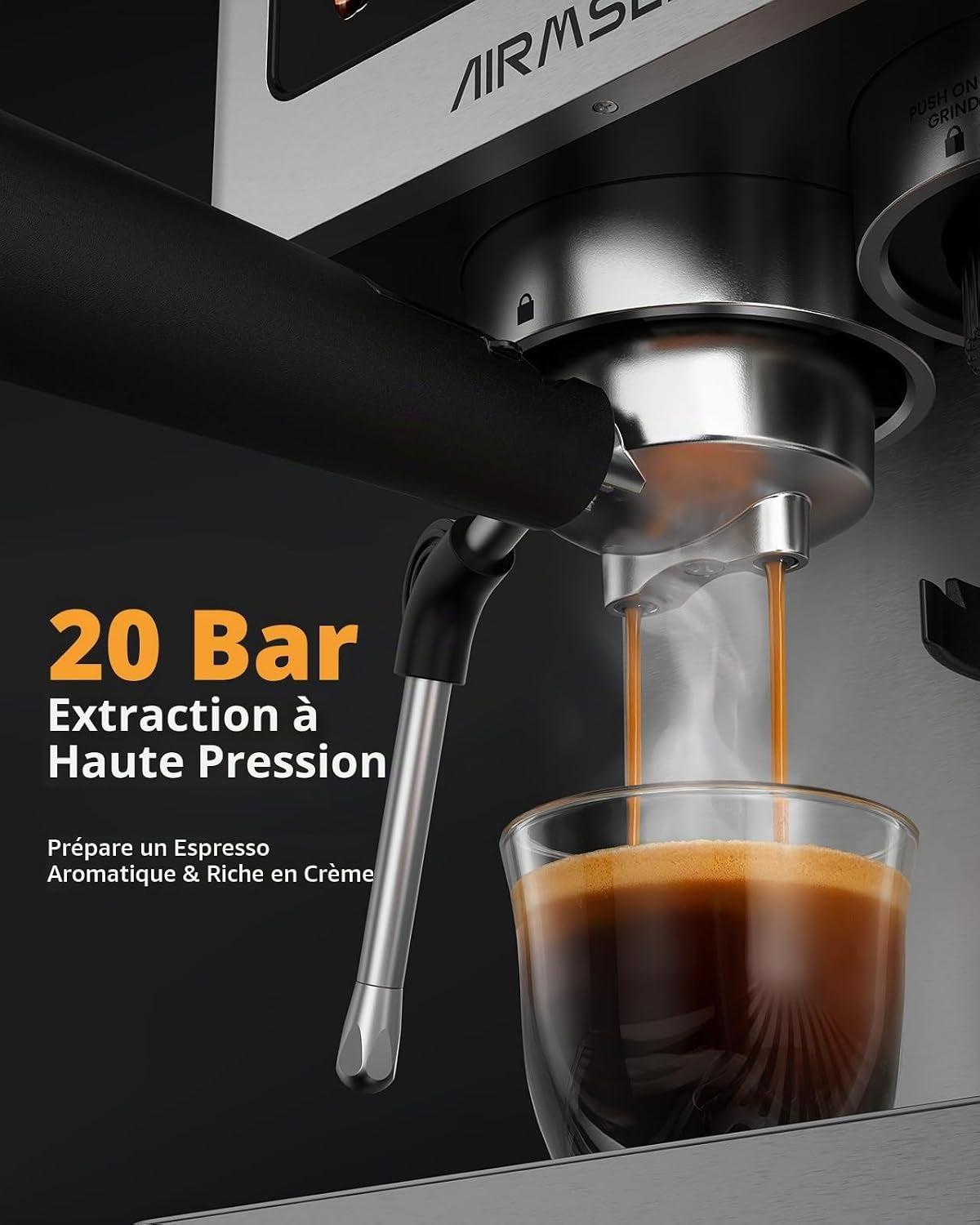 20 Bar Espresso Machine À Café Grain Avec Mousseur, 10 Réglages De Mouture, Ecran Tactile, En Acier Inoxydable, Réservoir 1,8 L- Espresso, Café Froid (Cold Brew), Americano Et Latte