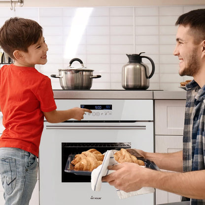 Four Encastrable 60 Cm / 70L / 3,3Kw / Gril/Circulation De L'Air/Air Chaud/Tiroirs Télescopiques/Timer Automatique / EB8015W