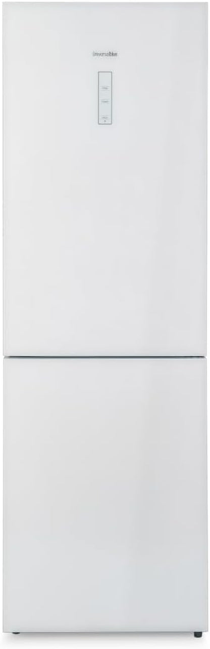 UNIVERSALBLUE Réfrigérateur Combi 185 Cm En Verre Blanc Système No Frost | Réfrigérateur Design Avec Congélateur Silencieux | Capacité Totale 320 L | Montée Au Sol Incluse