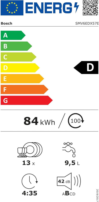 Électroménager SMV6EDX57E Série 6 Lave-Vaisselle Entièrement Intégré 60 Cm