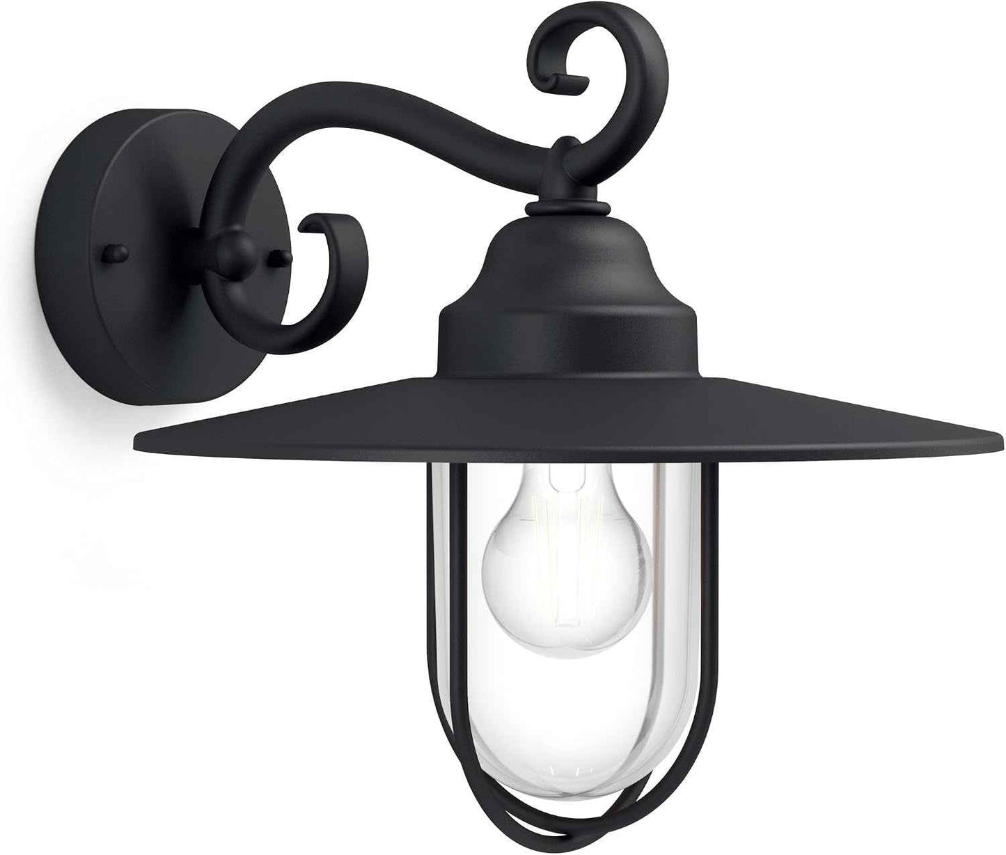 Pasture Applique Murale Extérieure, IP44 Résiste Aux Intempéries, Durable, Aluminium, Design Classique, Black, Ampoule E27 Vendue Séparément