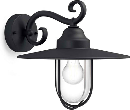 Pasture Applique Murale Extérieure, IP44 Résiste Aux Intempéries, Durable, Aluminium, Design Classique, Black, Ampoule E27 Vendue Séparément