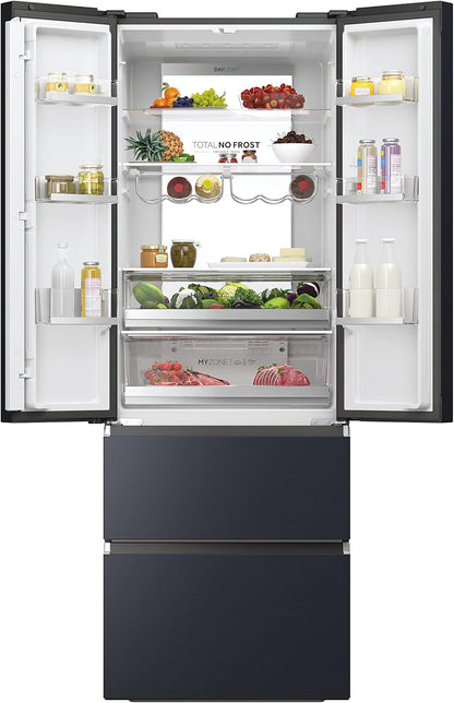 HFW7720ENMB Réfrigérateur Combiné - Pose Libre, 477L, 4 Portes, My Zone Plus, Humidity Zone, Smart Home (Wi-Fi), Noir, Classe E