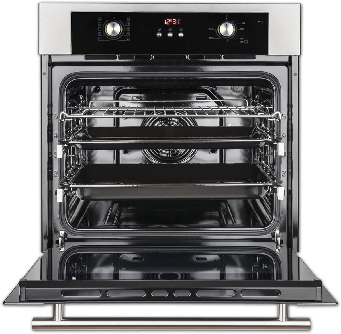 Cuisinière: Four Encastré 60Cm BO8810SS + 59Cm Plaque Vitrocéramique KK590RL | Grill | Air Chaud | Éléments Télescopiques Extensibles | Minuterie Automatique | SET8810KK59RL