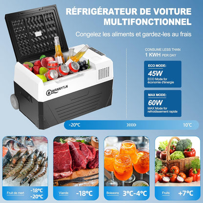 Glacière Électrique Voiture, 48 L, Mini Frigo, Glacière À Compression, 12/24/100-240 V, Réfrigérateur Portable Pour Voiture, Camion, Bateau, Camping-Car