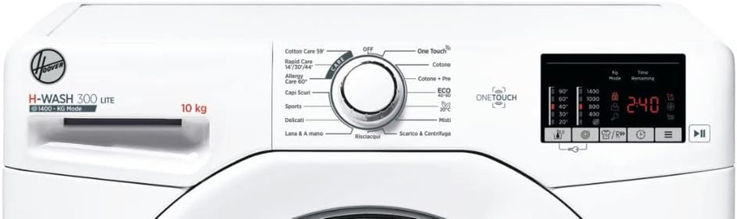 Candy  Group Srl - H-Wash 300 Lite H3W 4102DE/1-11 - Machine À Laver À Charge Frontale, 10 Kg, 1400 Tr/Min, Connexion NFC