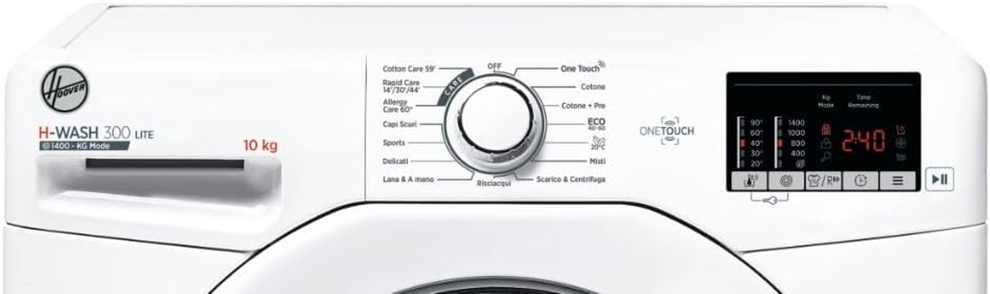 Candy  Group Srl - H-Wash 300 Lite H3W 4102DE/1-11 - Machine À Laver À Charge Frontale, 10 Kg, 1400 Tr/Min, Connexion NFC