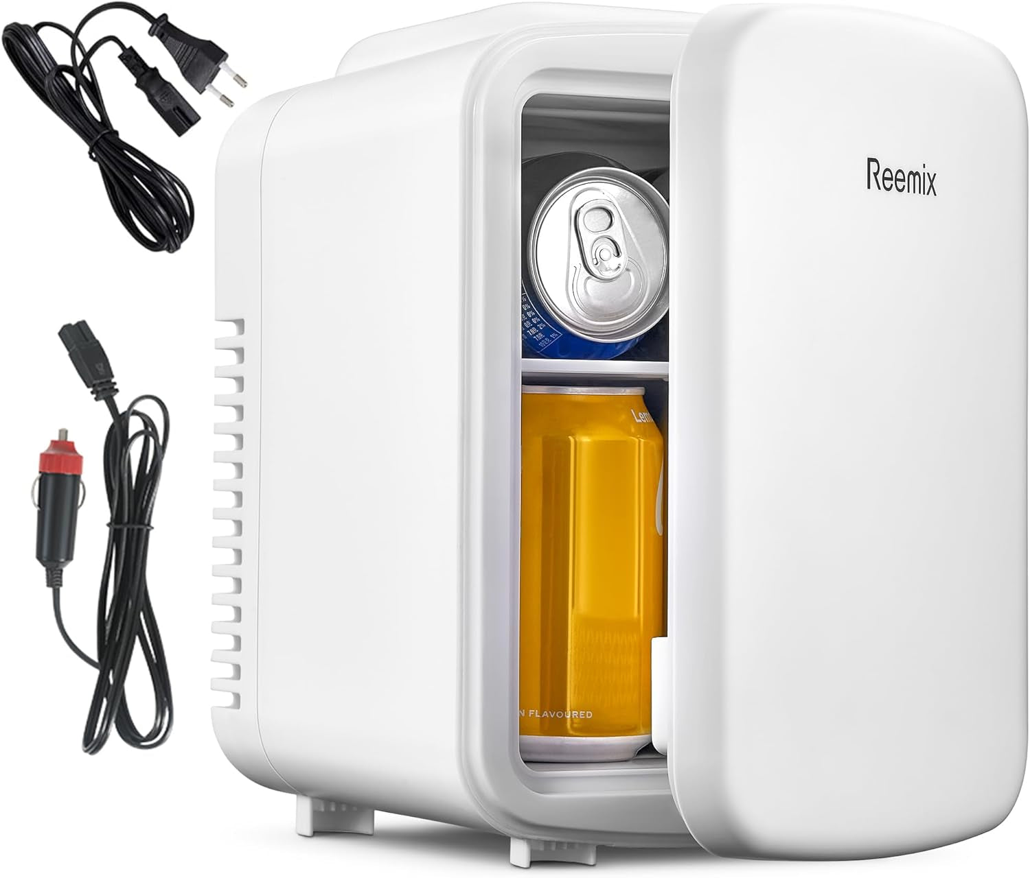 Mini Frigo De Chambre 4L/6 Canettes, Petit Frigo Portable 240V/12V, Mode Silencieux, Fonction Chaud Et Froid, Refrigerateur Petit, Frigo Bar (Blanc)