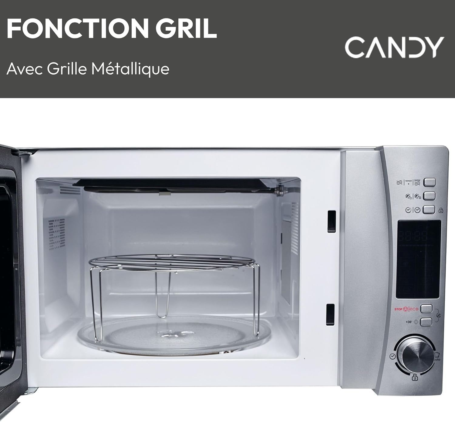 CMXG20DS Micro-Ondes, Puissant 700W + Puissance Grill 1000W, Capacité 20L, Ecran Numérique, Application Cook-In