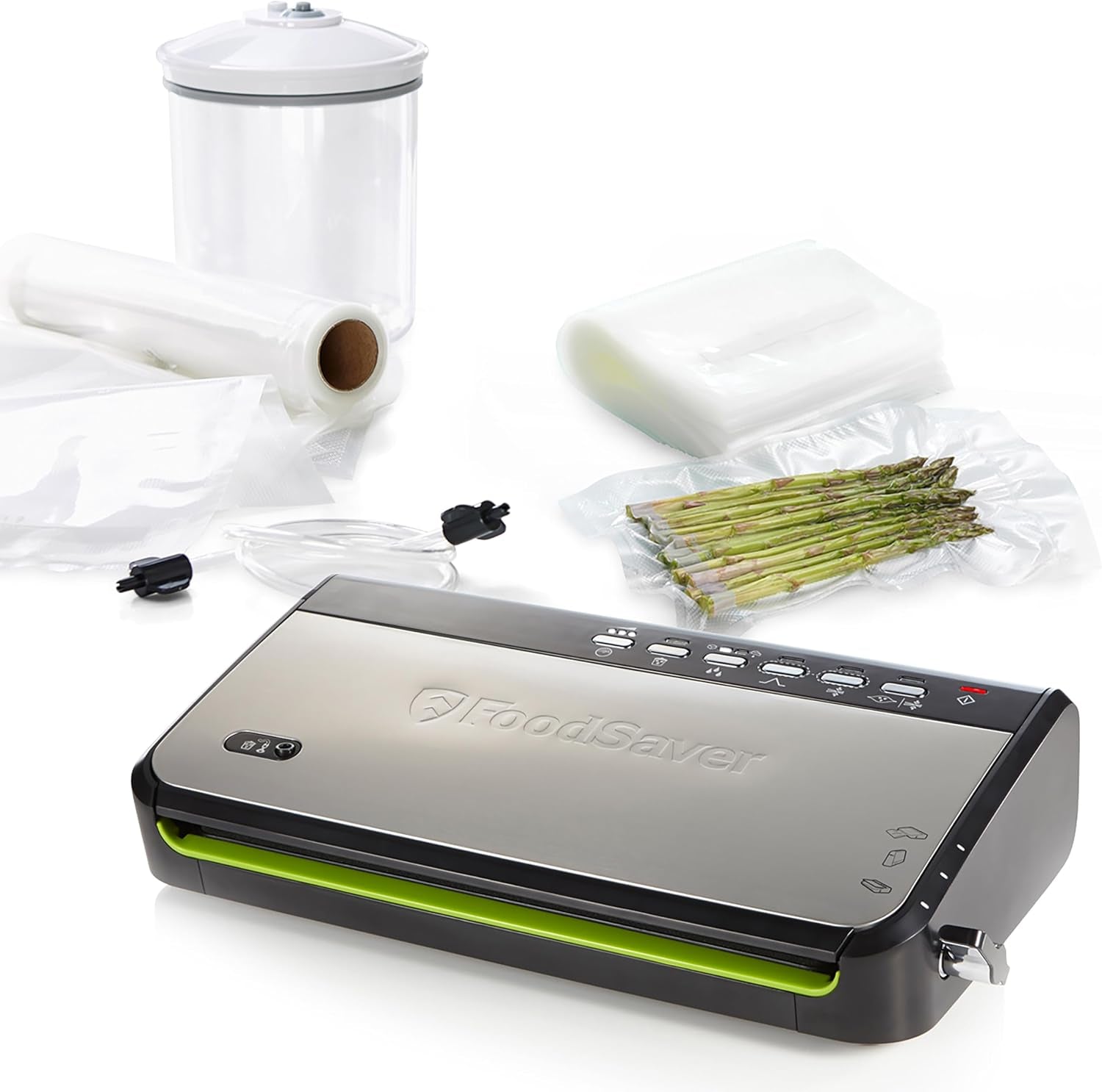 FFS005X Machine Sous Vide Avec Compartiment De Rangement Pour Rouleau Et Cutter, Fonction Pulse Pour Aliments Fragiles, Inclus Accessoires Et Sacs De Mise Sous Vide Assortis