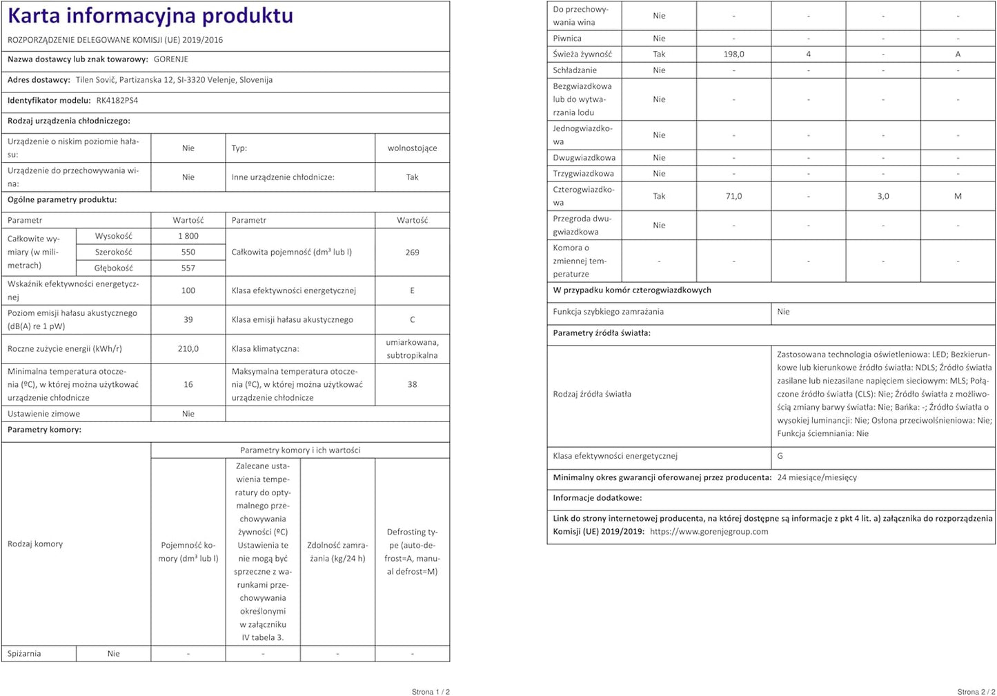 RK4182PS4 Réfrigérateur-Congélateur Autoportante 269 L E Argent