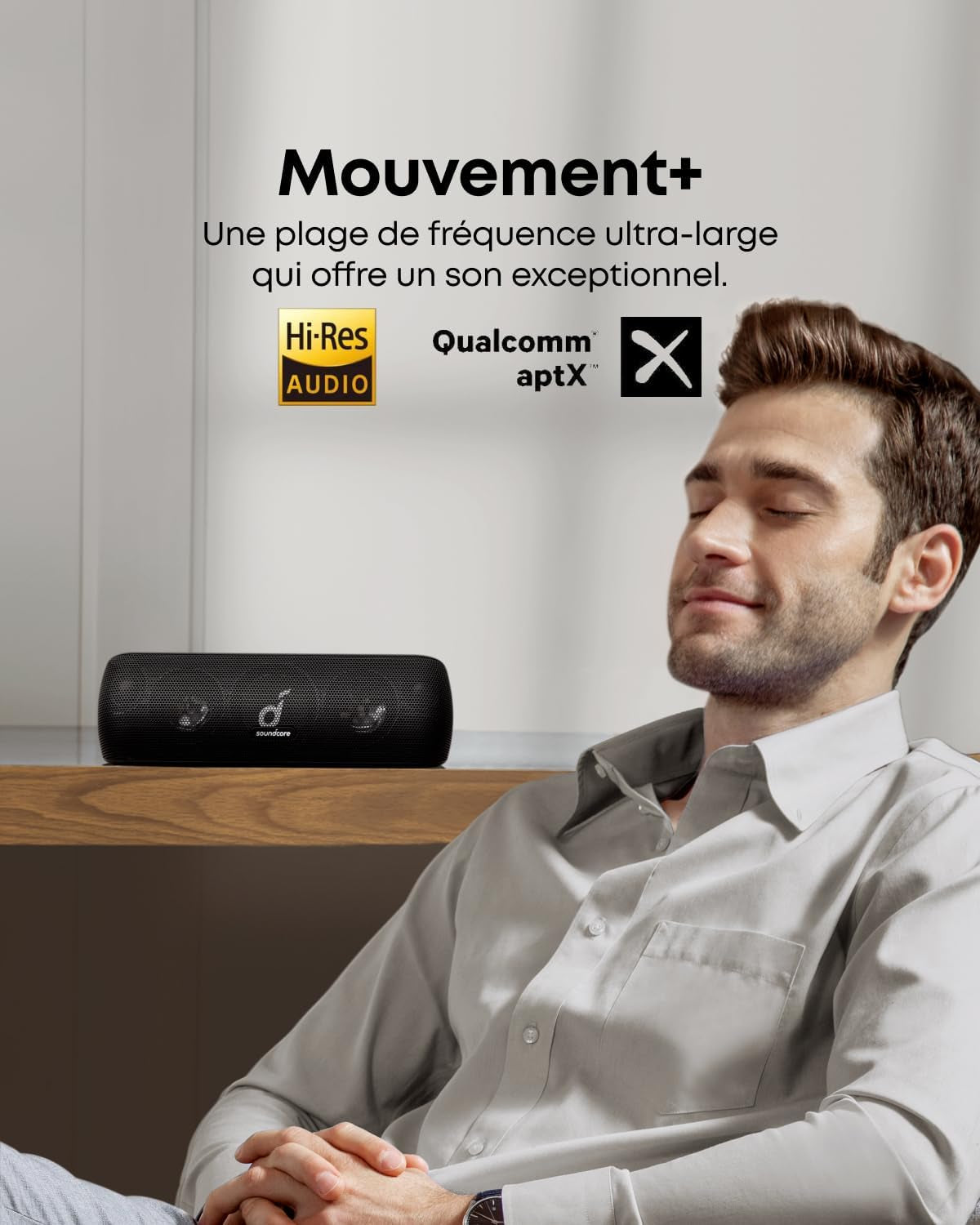Par Anker Motion+ Enceinte Bluetooth Puissante | Son Hi-Res 30 W, USB-C, 12 Heures D'Autonomie, Étanchéité IPX7, Application Avec EQ Modifiable, DSP Avancé Et Audio Fidèle