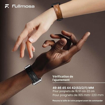Bracelet En Cuir Véritable Pour Apple Watch 49/46/44/45Mm | Compatible Avec Iwatch Ultra3/2/1 SE3/2/1 Série 11/10/9/8/7/6/5/4 Pour Homme Femme, Marron+Boucle Noir