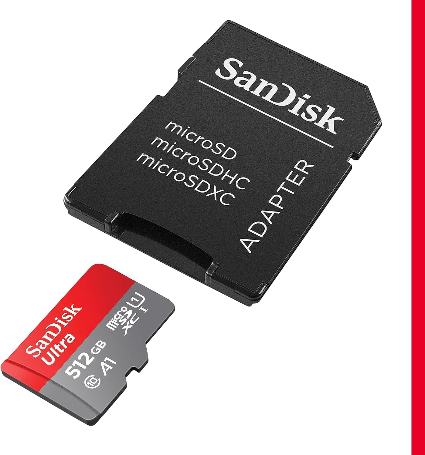 Ultra Microsdxc + Adaptateur SD 512 Go (Pour Android Smartphone Et Tablette, Video Full HDD, Jusqu'À 150 Mo/S, UHS-I, La Performance A1, V10,Class 10, U1) | Adaptateur Inclus, Jusqu'À 150 Mo/S, UHS-I, U1, Classe 10, A1, Vidéo Full HD