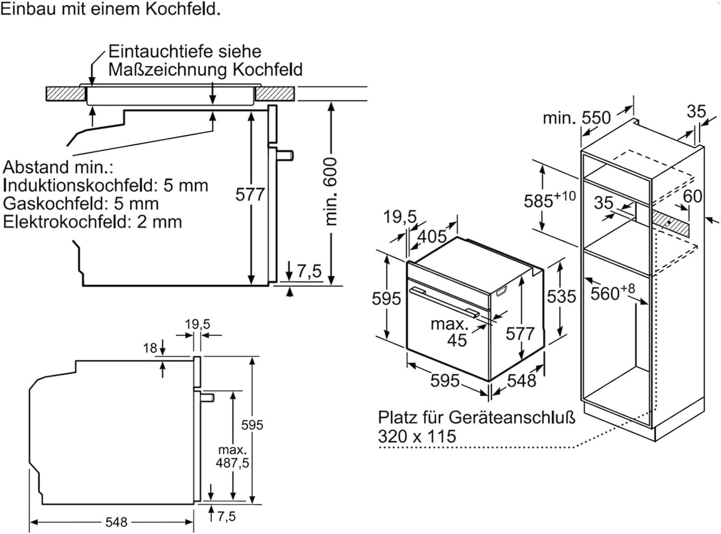 HBG675BB1 Série 8 Four Électrique À Encastrer/A / 71 L/Noir/Air Chaud plus 4D Acier Inoxydable