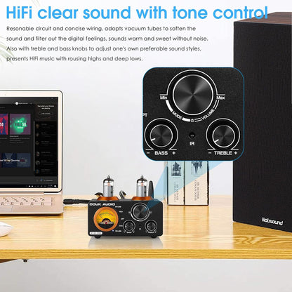 [Version Mise À Jour] ST-01 Pro 200W Amplificateur Hi-Fi Mini Récepteur Audio Bluetooth 5.0 Amplificateur À Tubes Numérique Avec Vu-Mètre, USB DAC Coax/Opt