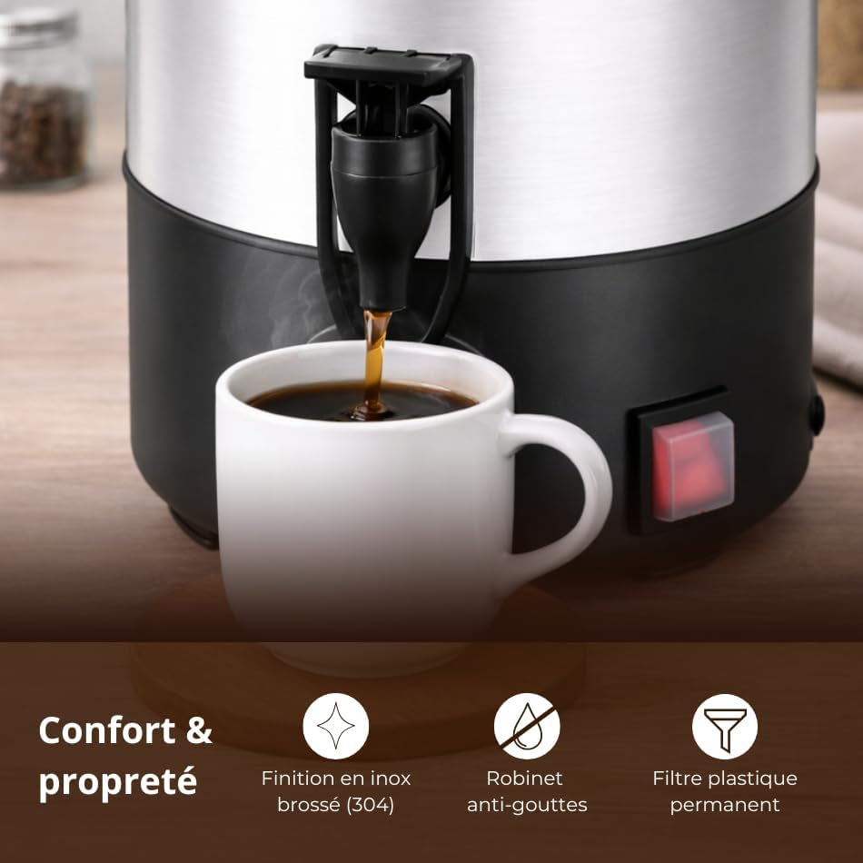 Percolateur À Café 4 Litres - 35 Tasses - Filtre Permanent