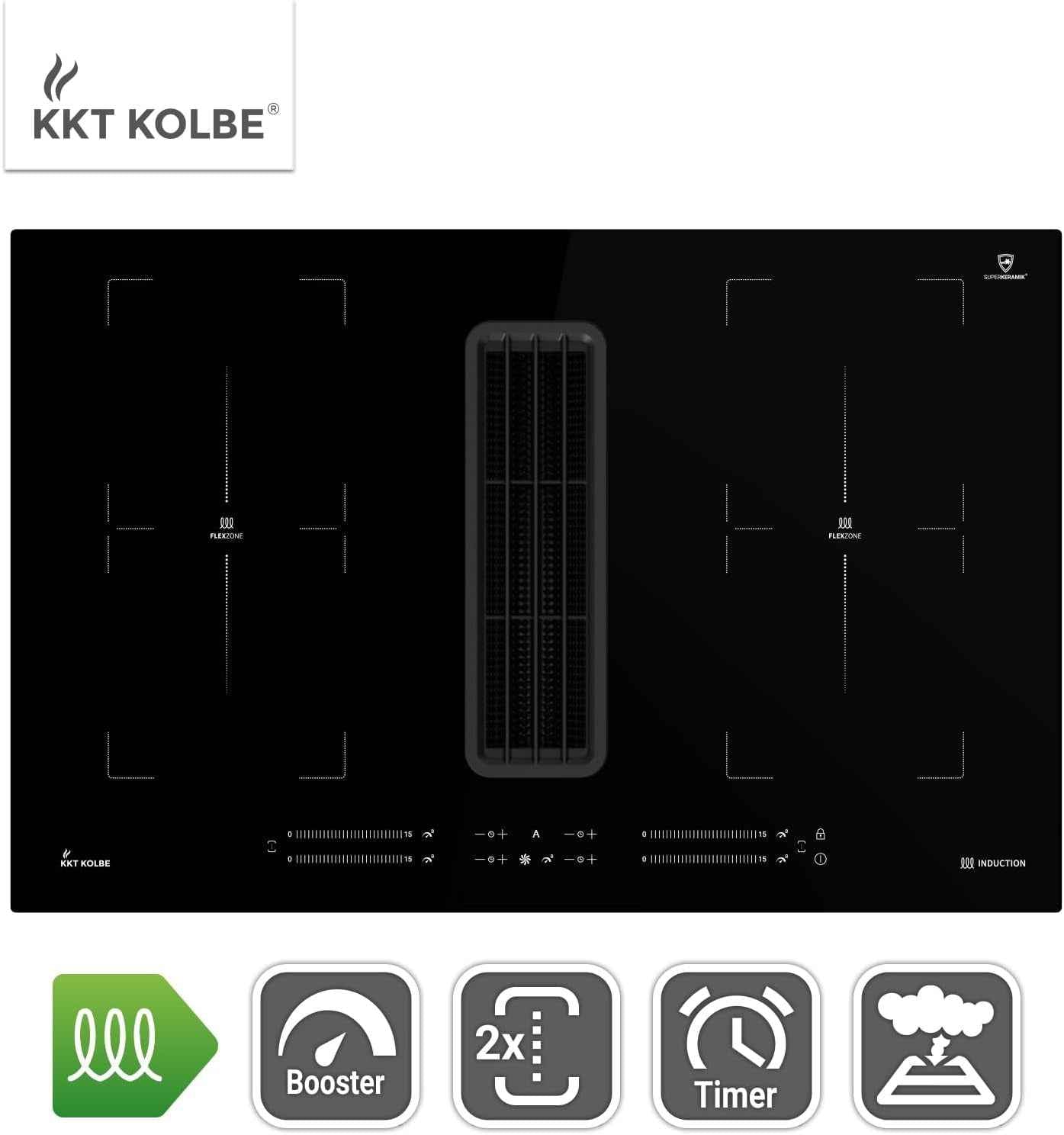 Downdraft Plaque À Induction | Aspiration Intégrée Dans La Table | 80 Cm | Autonome | 7 Kw | 4 Zones | 15 Niveaux | 2 Zones Flexibles | Sans Cadre | IND800DRAFT
