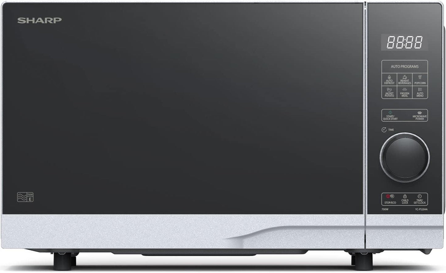 YC-PS204AE-S Micro-Ondes 700 W 20 L 10 Niveaux De Puissance Fonction Eco Décongélation Sécurité Enfant Argenté/Noir