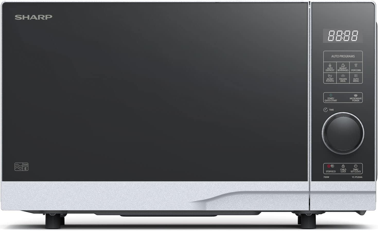 YC-PS204AE-S Micro-Ondes 700 W 20 L 10 Niveaux De Puissance Fonction Eco Décongélation Sécurité Enfant Argenté/Noir
