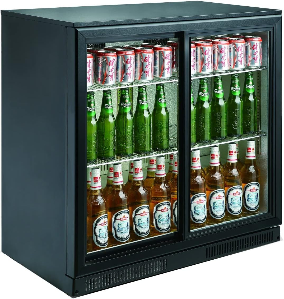 Arrière Bar Réfrigéré 198 L 2 Portes Coulissantes - Combisteel - R600Agepoedercoat Staal2 Portes198Vitrée/Coulissante
