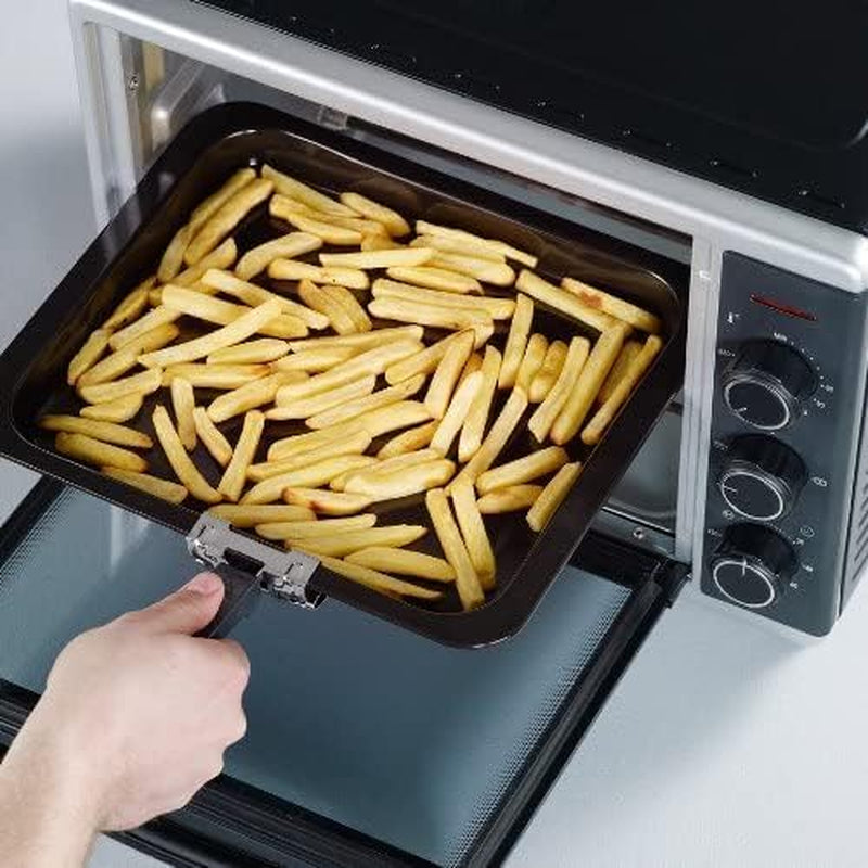 Mini-Four À Chaleur Tournante 30 L Avec Tournebroche, Four Posable 1 600 W Design Simple Et Élégant Électrique Avec Minuteur 120 Min, Noir/Inox, to 2056
