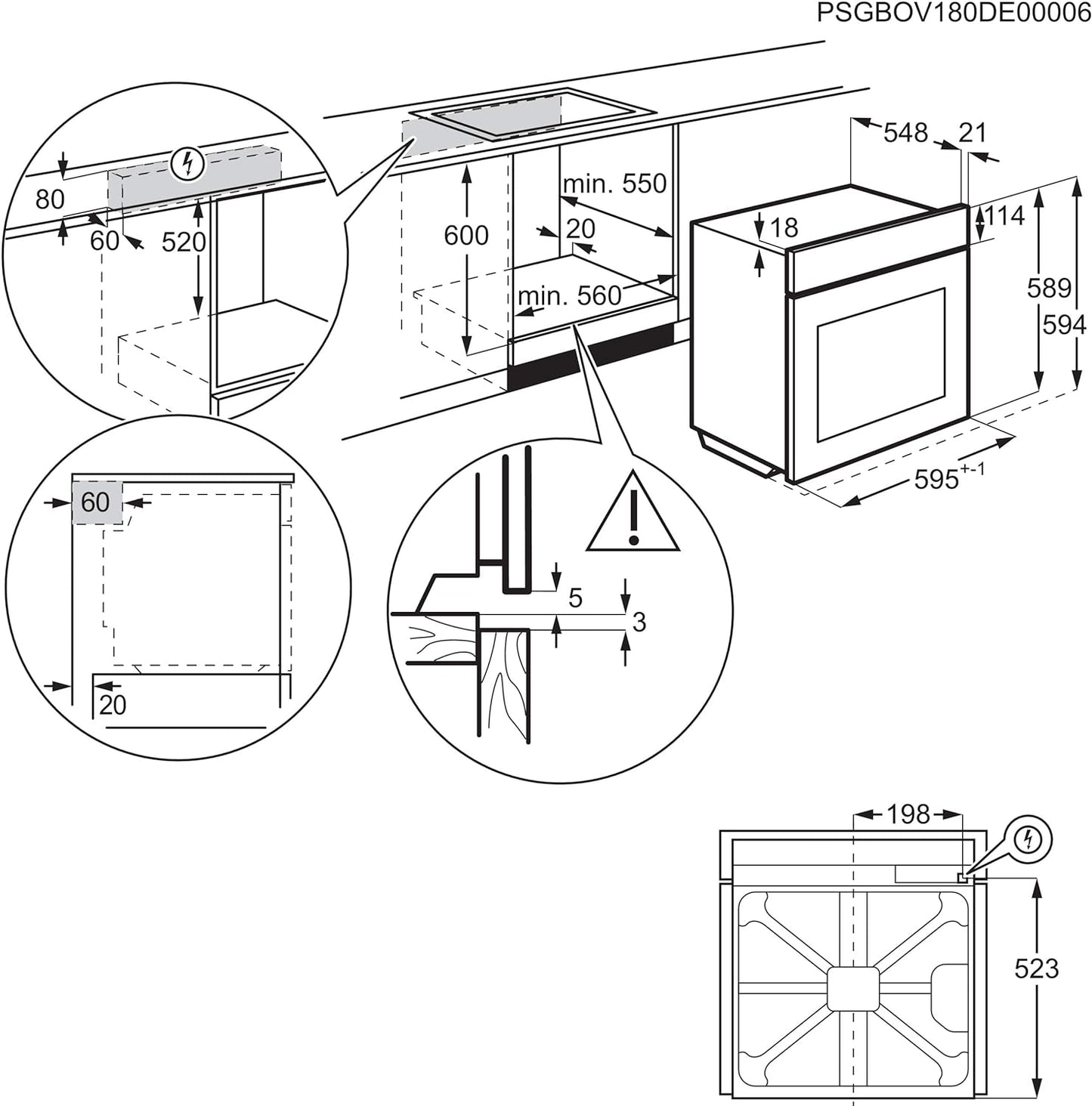 Série 6000 Four À Encastrer Multifonction, Capacité 72 Litres, BEE641222M, Classe A+, Surroundcook, Système Optiflex, Acier Inoxydable Anti-Empreintes Digitales