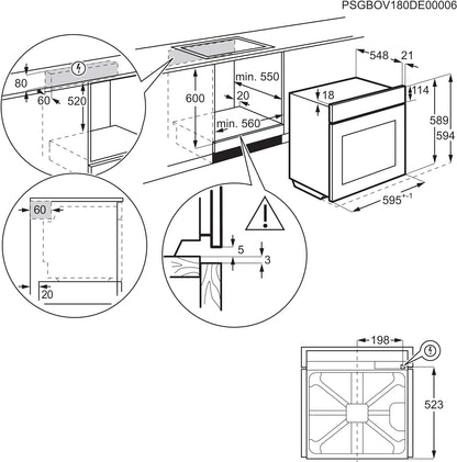 Série 6000 Four À Encastrer Multifonction, Capacité 72 Litres, BEE641222M, Classe A+, Surroundcook, Système Optiflex, Acier Inoxydable Anti-Empreintes Digitales