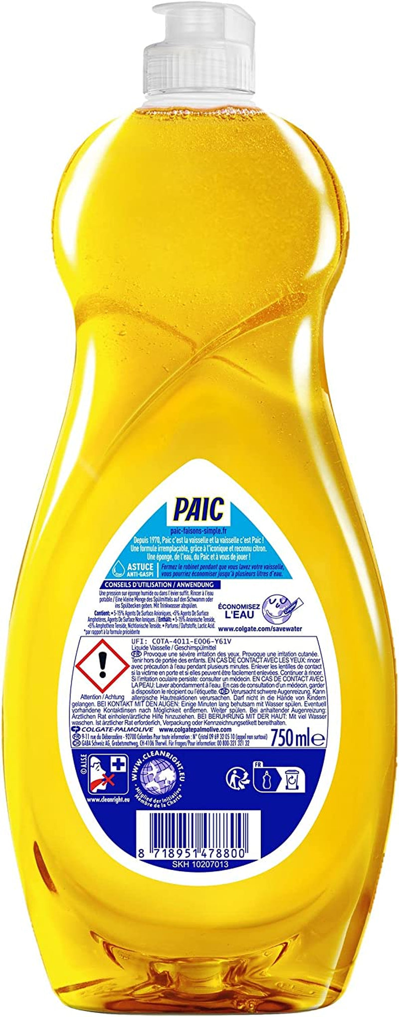 - Liquide Vaisselle  Citron Super Dégraissant, Nettoie, Dégraisse, Élimine Les Mauvaises Odeurs, Jaune, 750 Ml