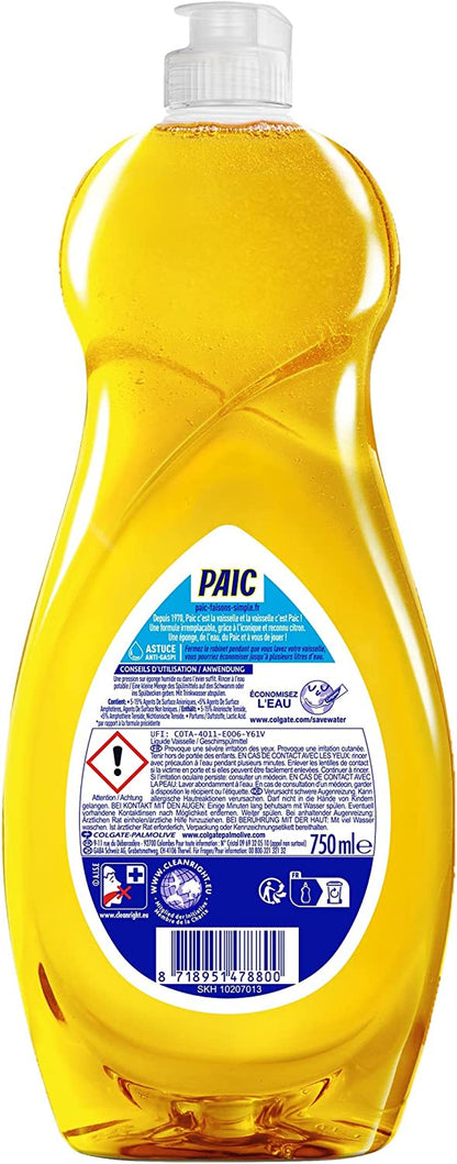 - Liquide Vaisselle  Citron Super Dégraissant, Nettoie, Dégraisse, Élimine Les Mauvaises Odeurs, Jaune, 750 Ml