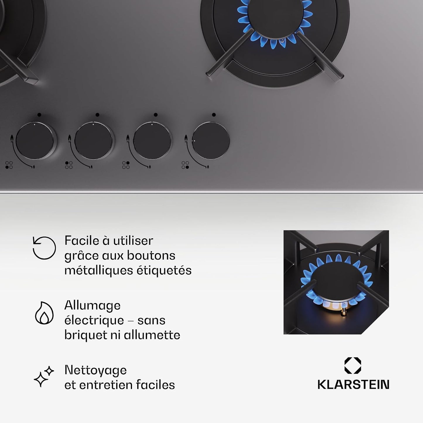 Tables De Cuisson À Gaz, Plaque De Cuisson Gaz À 4 Brûleurs, Table De Encastrable À 4 Feux De 8000W, Cuisiniere Gaziniere Avec Brûleurs En Acier Inoxydable, Cuisinières GPL