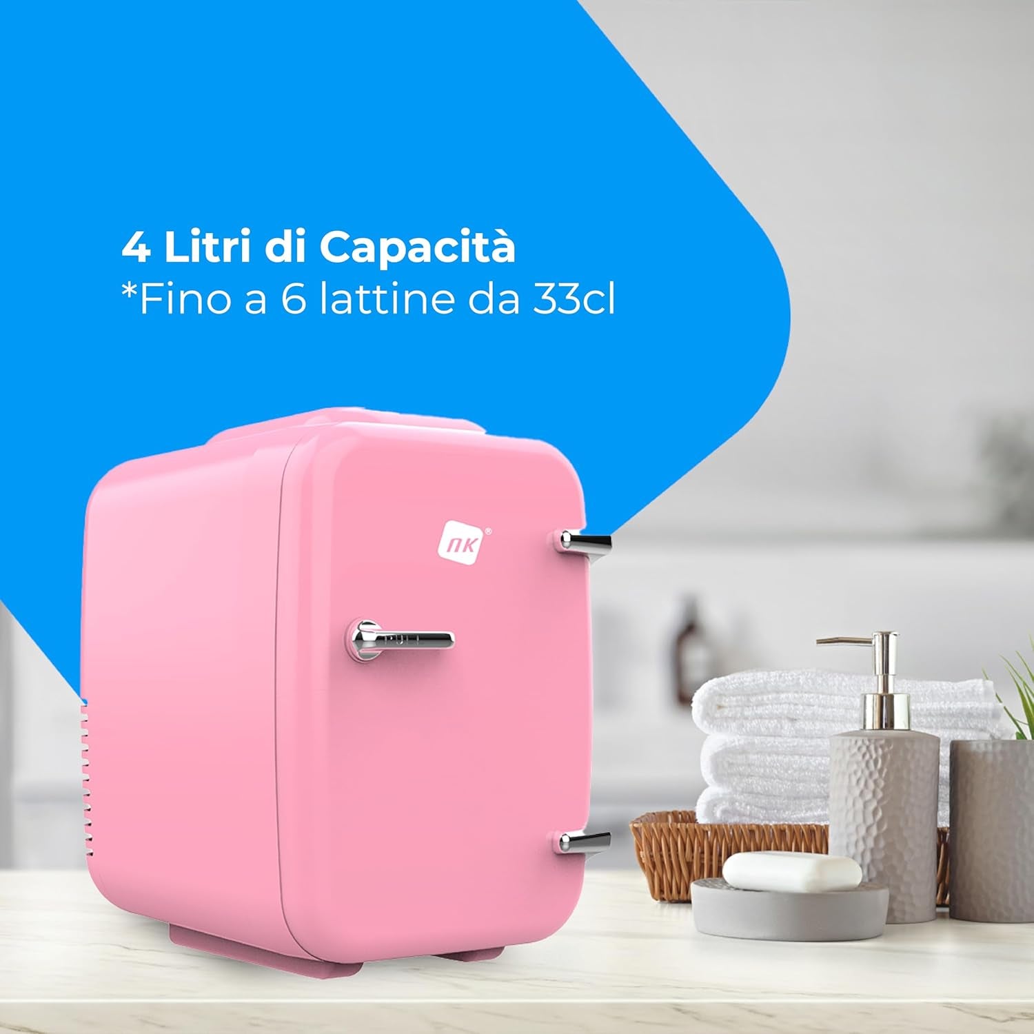 Mini Réfrigérateur Portable, 4 Litres De Capacité, Fonctionnement 12 V-220 V, Fonction Refroidissement Et Chauffage, Pour Cosmétiques Et Rafraîchissements, Rose