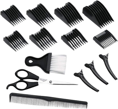 Tondeuse Cheveux [Kit Coiffeur Professionnel] Stylist Noir & Argent (Lames Céramique Auto-Affûtées, Secteur/Sans Fil-Batterie Lithium, 8 Sabots, Mallette Pro + Accessoires) Tondeuse HC363C