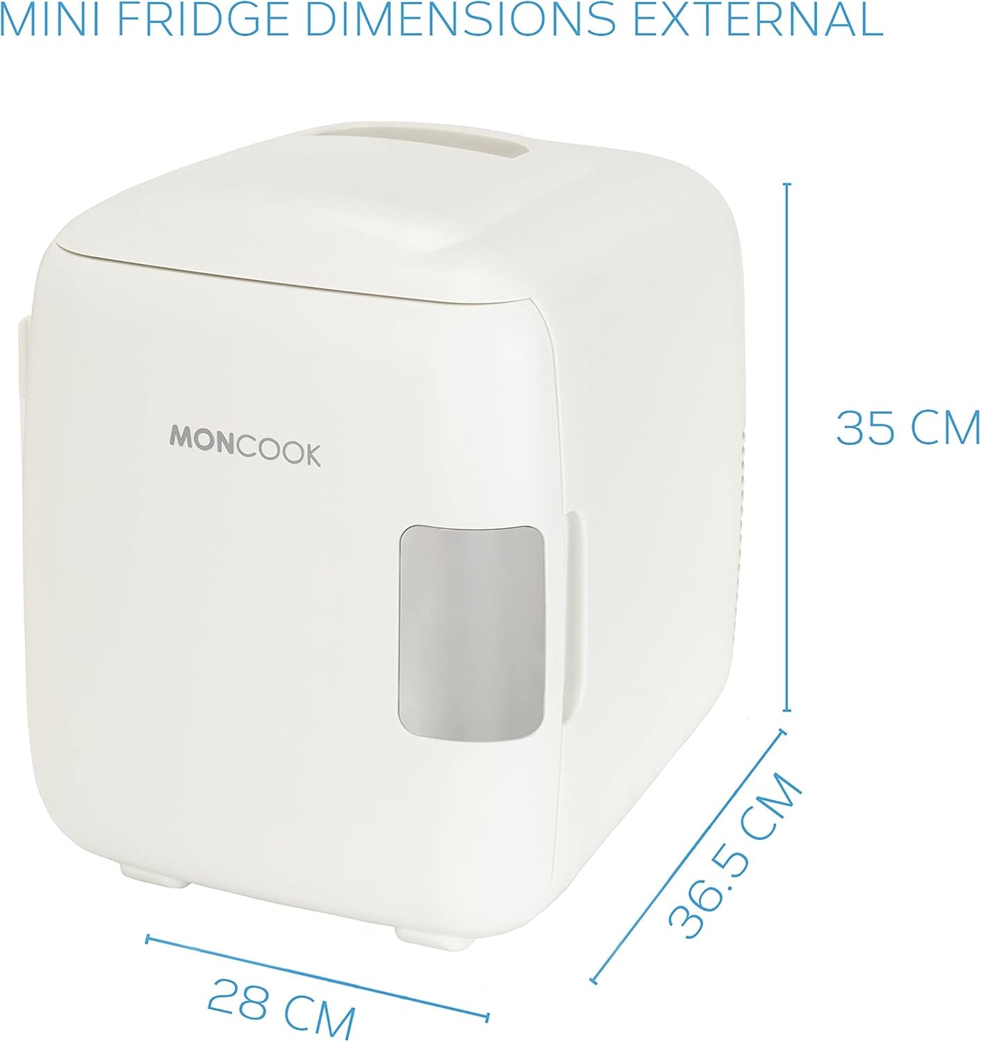 MONCOOK Mini Réfrigérateur - Mini Réfrigérateurs Portables Pour Les Soins De La Peau, La Médecine, La Nourriture Et Les Boissons - Fonction De Refroidissement Et De Réchauffement - 14L - Mono Blanc
