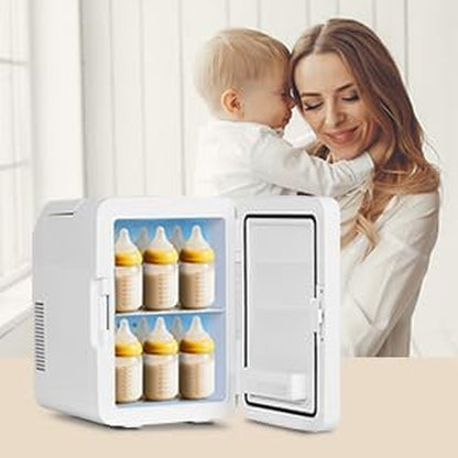 YOURLITE Mini Frigo De Chambre 2 En 1 10 Litres Avec Miroir LED À Intensité Variable, Mini Réfrigérateur Portable Ac/Dc Pour Cosmétiques Réfrigérés, Produits De Soins De La Peau Et Aliments