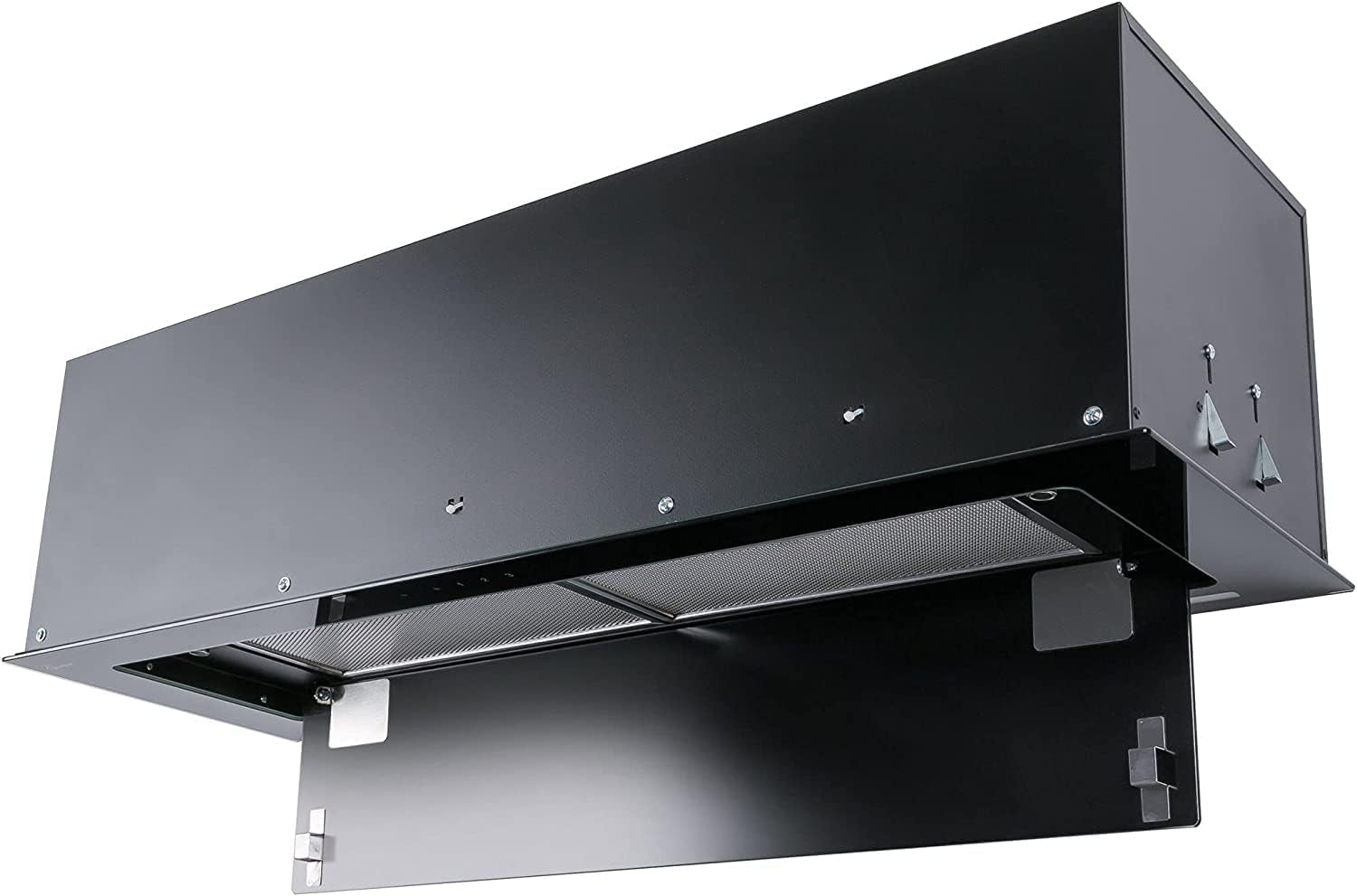 217 Prime Hotte Aspirante Encastrable, 70 Cm, Noire, Bloc De Ventilation, Cadre Et Panneau Avant En Verre Noir, 3 Niveaux, 1000 M³/H, Hotte Encastrable, Hotte D'Évacuation, Hotte De