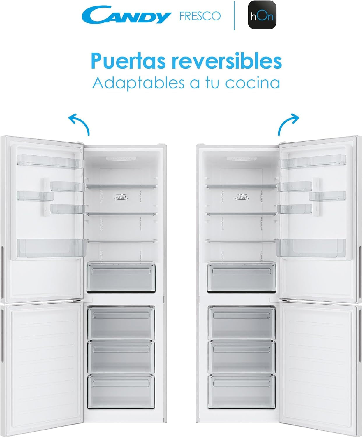 CCE4T618EW Réfrigérateur Combiné - Total Nofrost Circle+, 344L, Stockage Flexible, Wi-Fi, Étagères Safety Glass, Lumières LED, Portes Réversibles, 39 Dba, Classe E, Blanc