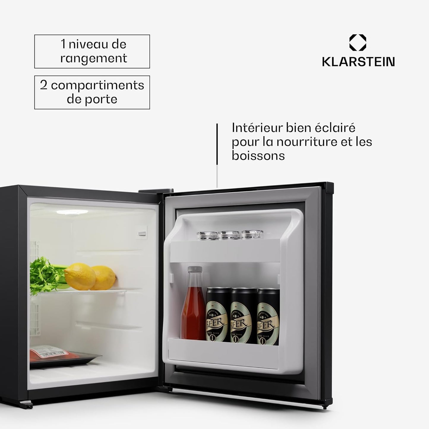 Mini Frigo Et Congelateur De Chambre De 28L, Snacks, Boissons, Petit Frigo Top Silencieux, Mini Bar, Petit Réfrigérateur Camping, Mini Frigo Cosmetique, Refrigerateur Avec Étagères Réglables
