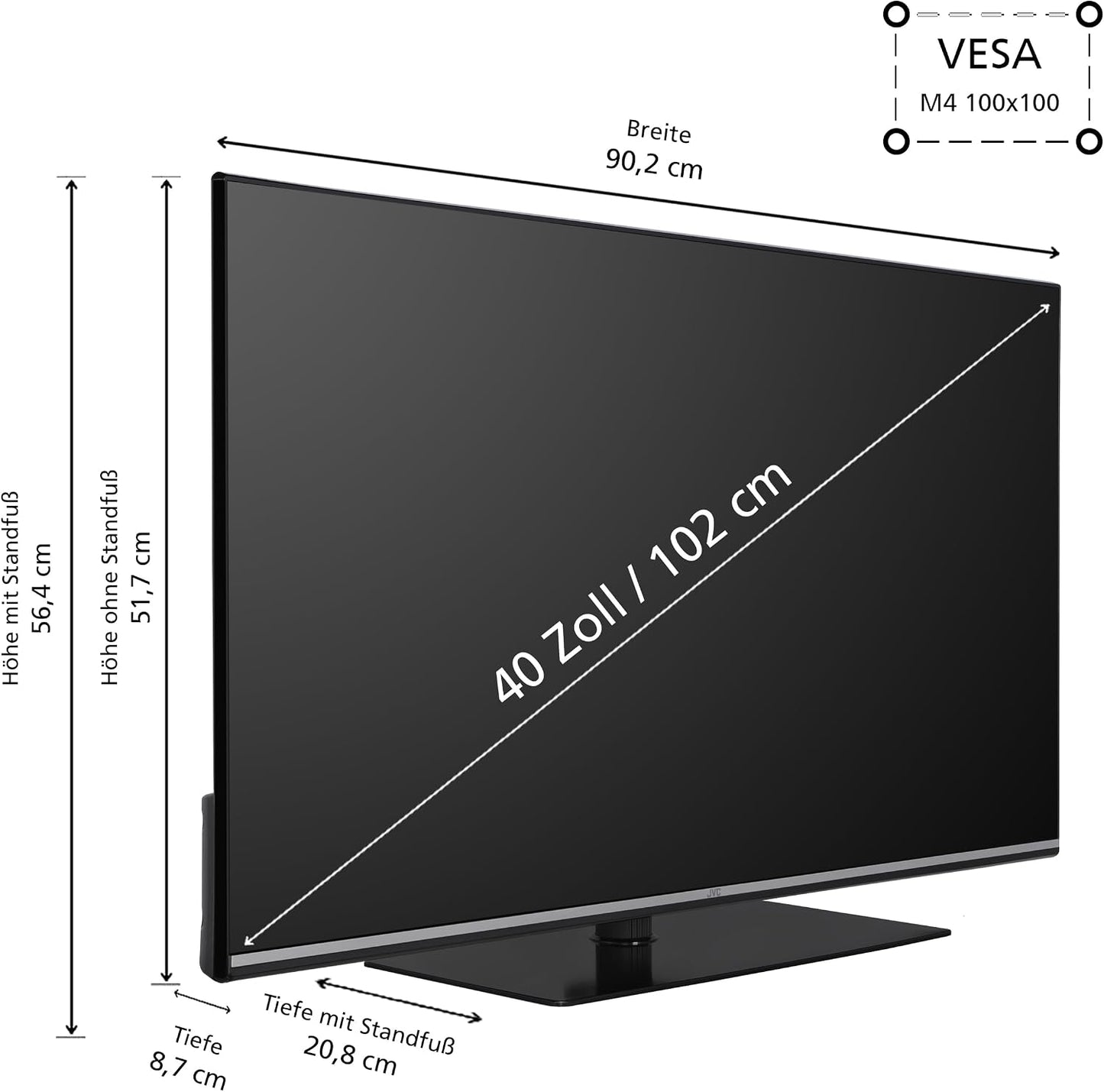 QLED VIDAA LT-40VQF555D Téléviseur Full HD, HDR Avec Triple Tuner Intégré, 40 ", LED Noir