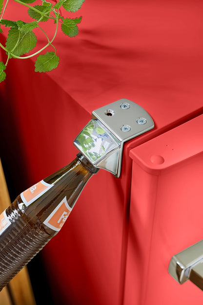 Réfrigérateur Rétro Avec Congélateur Respekta/Rouge / 83,1 X 47,4 Cm / 90 L De Volume Utile/Pieds Réglables En Hauteur/Avec Ouvre-Bouteille Sur Le Côté / KG83R-37