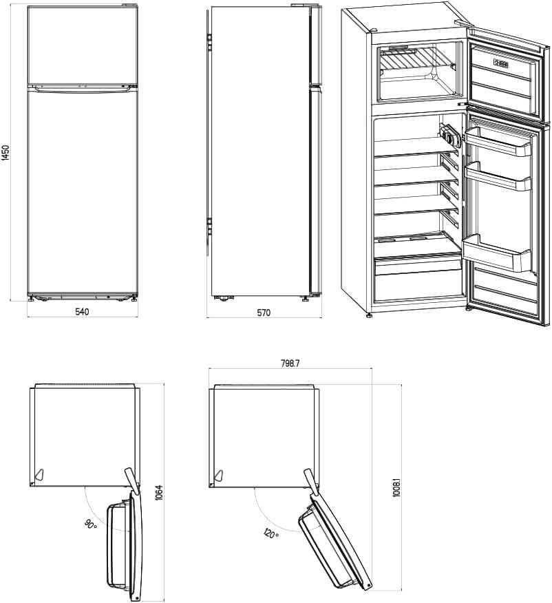 Réfrigérateur Blanc, 2 Portes. SF145501E, Capacité 206 Litres, Cyclique, Moteur Universel, Faible Niveau Sonore, Porte Réversible, Ouverture Par Prise, Classe Énergétique E